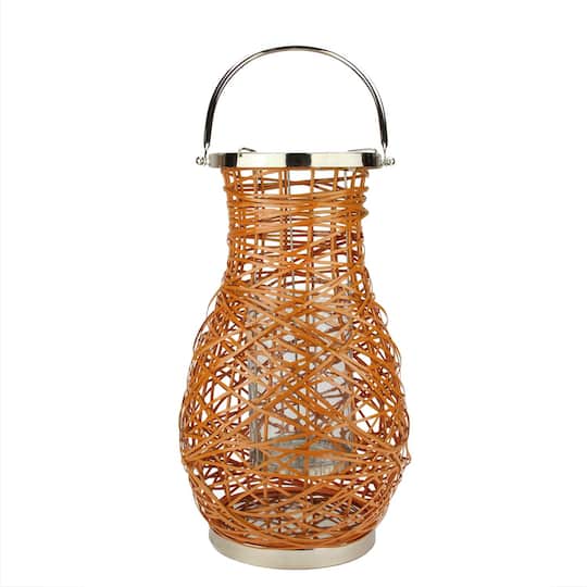 Decorative Woven Iron Pillar Candle Lantern By Northlight in Orange | 18.5" x 11" | Michaels®